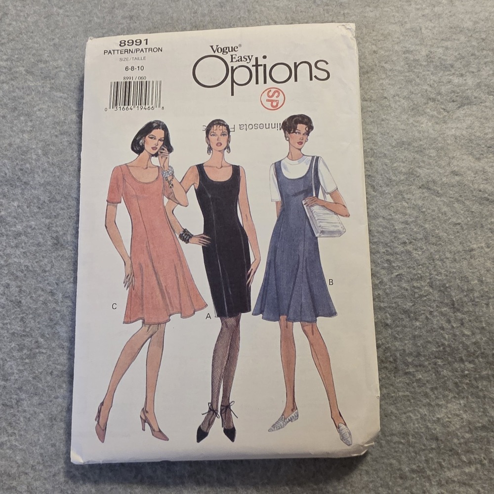 Vogue Easy Options Dress Sewing Pattern Sz 6 8 10 UNCUT 8991